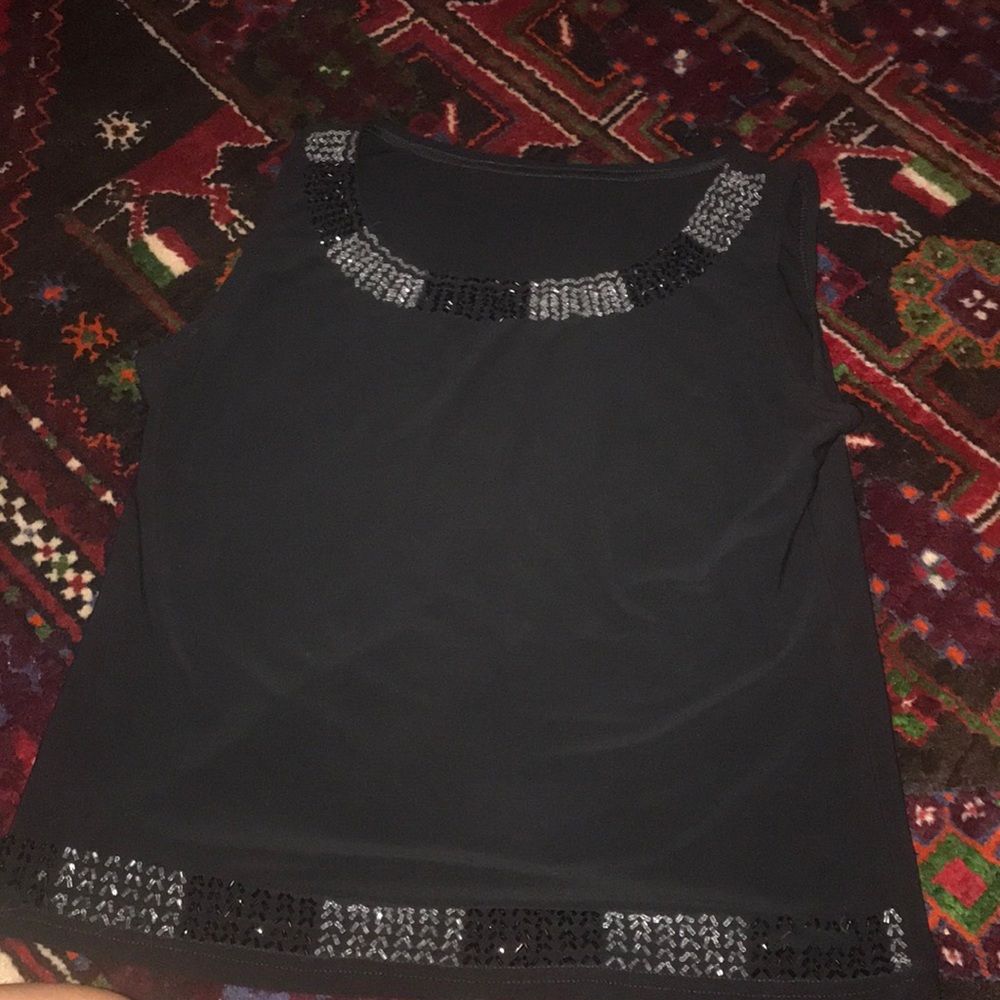 black sequined tank top